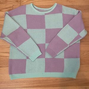 Oversized Pastel Checker Sweater